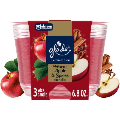 Glade Warm Apple & Spices Candle Limited Edition, 3 count, 6.8 oz