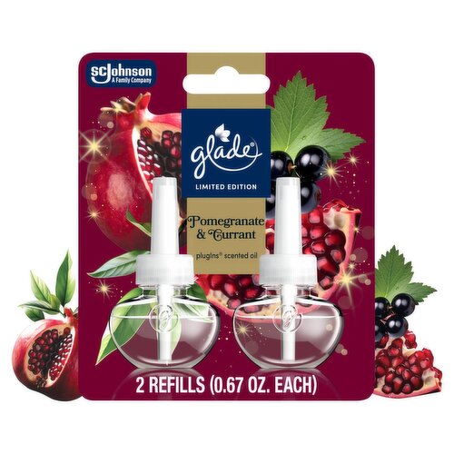 Glade PlugIns Pomegranate & Currant Scented Oil Refills Limited Edition, 0.67 fl oz, 2 count