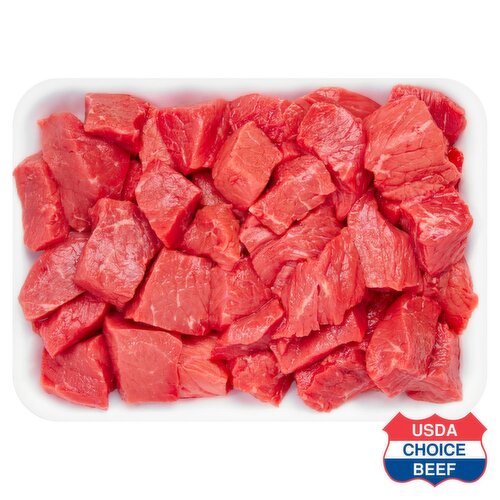 USDA Choice Beef Round Stew, Boneless, Family Pack, Average Weight 3.25 lb Pack
