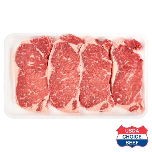USDA Choice Beef Loin New York Strip Steak, Thin Sliced, Boneless, Average Weight 1 lb Pack