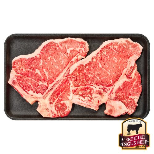 Certified Angus Beef Loin Porterhouse Steak, Bone In, Thin Cut, Average Weight 1 lb Pack