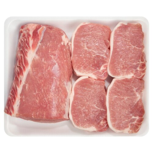 Fresh Rib End Pork Loin Roast and Chops, Boneless, Average weight 3 lb Pack