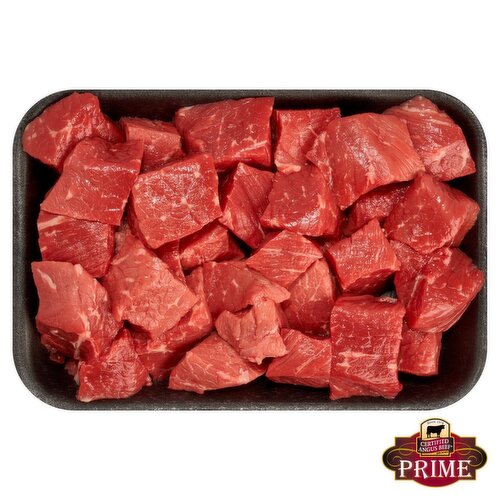 Certified Angus Prime Beef Round Stew, Boneless, Average Weight 1 lb Pack