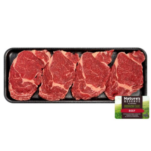 Nature's Reserve Grass Fed Beef Rib Eye Steaks, Boneless, Thin Sliced, Average Weight 1.25 lb Pack