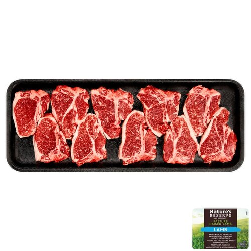 Nature's Reserve Lamb Loin Chops, Bone In,Thin Sliced, Grassfed, Product of Australia, Avg Wt 1lb Pk