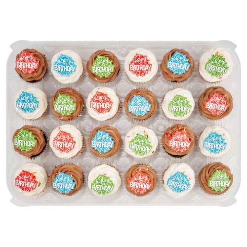 24 Pack Yellow and Chocolate Cupcakes with Picks