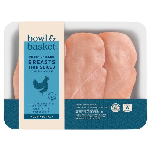 Bowl & Basket Thin Sliced Boneless Skinless Fresh Chicken Breasts