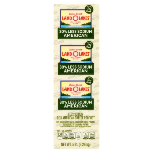 Land O'Lakes 30% Less Sodium White American Cheese, 5 lb