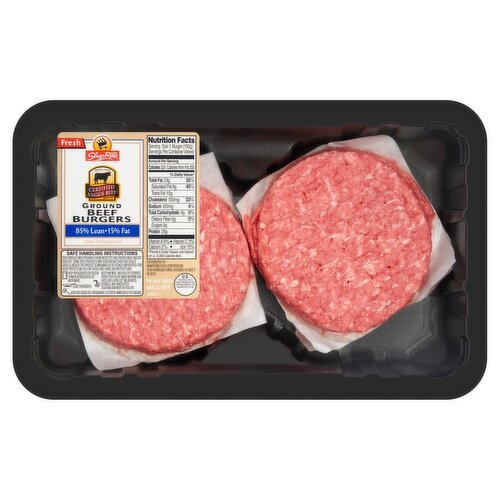 Prepacked Certified Angus Beef 85% Ground Beef Patties, 1.3 pound