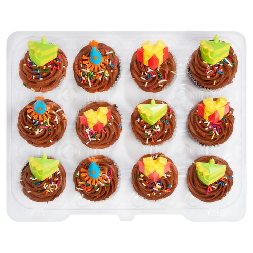 12 Pack Chocolate Cupcakes W/ Chocolate Icing & Picks