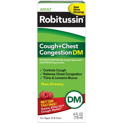 Robitussin Adult Cough+Chest Congestion DM Cough Relief, for Ages 12 & Over, 4 fl oz