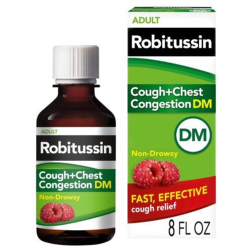 Robitussin Adult Cough+Chest Congestion DM Liquid, For Ages 12 & Over, 8 fl oz