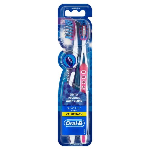 Oral-B 3D White Luxe Medium Toothbrushes Value Pack, 2 count