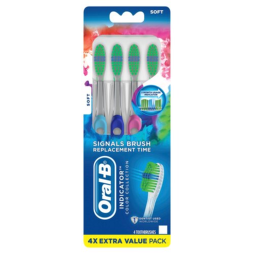 Oral-B Indicator Contour Clean Soft Toothbrushes Extra Value Pack, 4 count