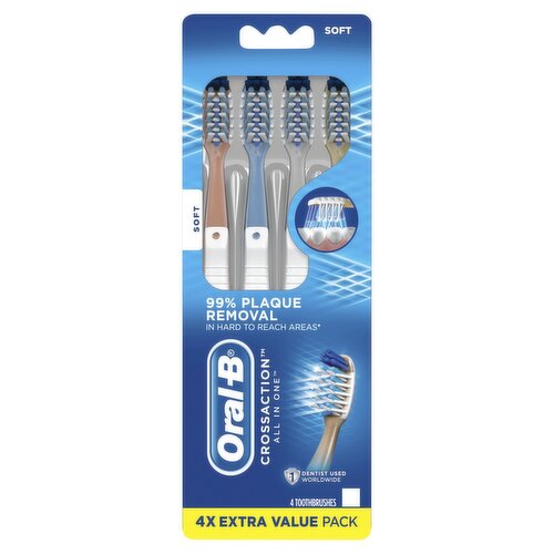 Oral-B CrossAction All in One Soft Toothbrushes Extra Value Pack, 4 count