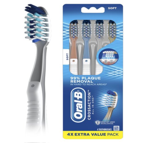 Oral-B CrossAction All in One Soft Toothbrushes Extra Value Pack, 4 count