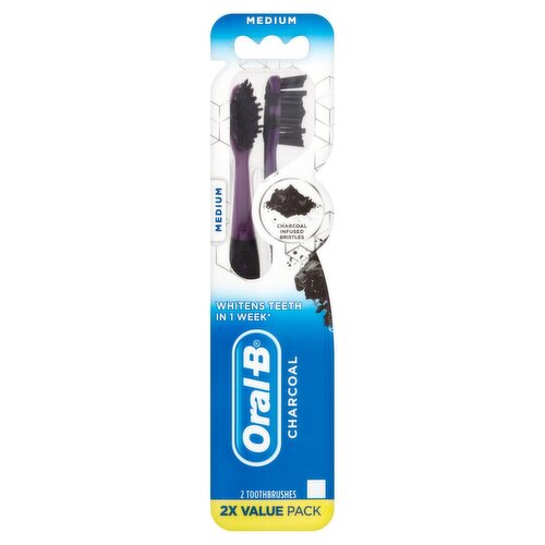 Oral-B Charcoal Medium Toothbrushes Value Pack, 2 count