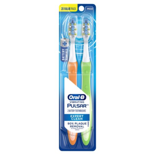 Oral-B Vibrating Pulsar Expert Clean Med Battery Powered Toothbrushes Value Pack, 2 count