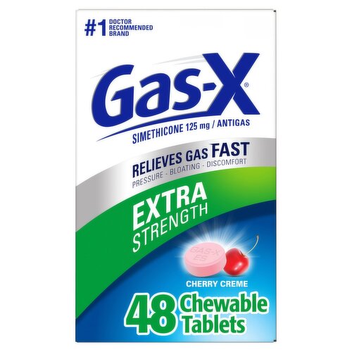 Gas-X Extra Strength Cherry Creme Simethicone Antigas Chewable Tablets, 125 mg, 48 count