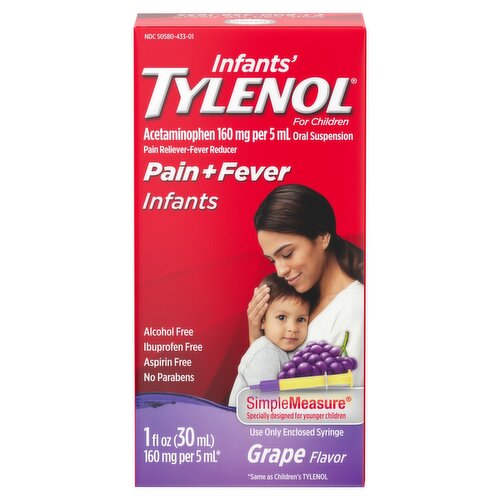 Tylenol Infants' Grape Flavor Pain + Fever Liquid, 1 fl oz