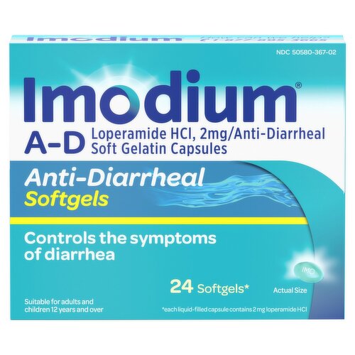 Imodium Anti-Diarrheal Softgels, 2 mg, 24 count