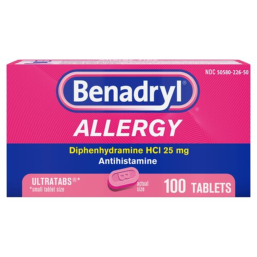 Benadryl Allergy Ultratabs Tablets, 25 mg, 100 count