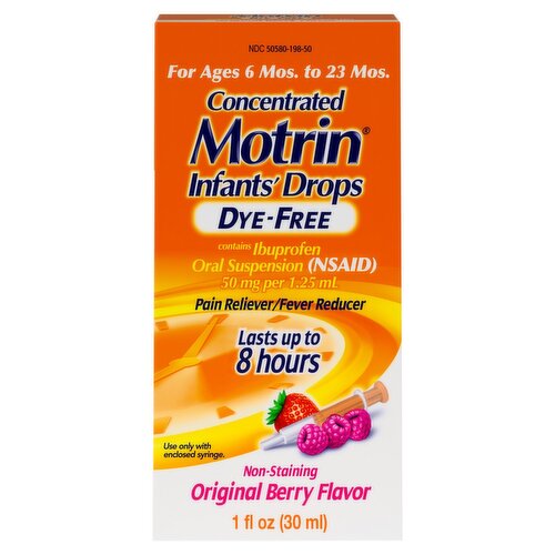 Motrin Infants' Liquid Medicine Drops with Ibuprofen, Dry-Free, Berry, 1 fl. Oz