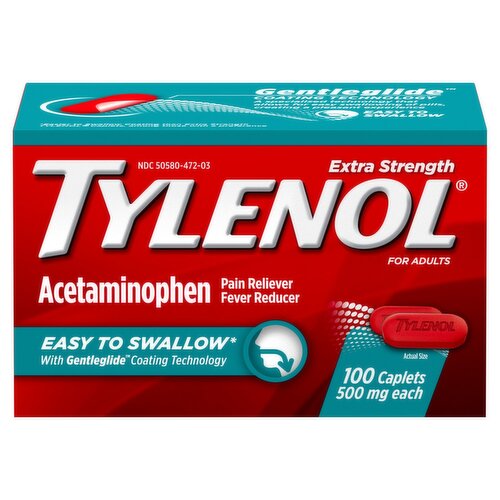 Tylenol Extra Strength Acetaminophen Caplets for Adults, 500 mg, 100 count