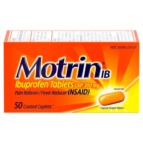 Motrin IB Ibuprofen Tablets, USP, 200 mg, 50 count