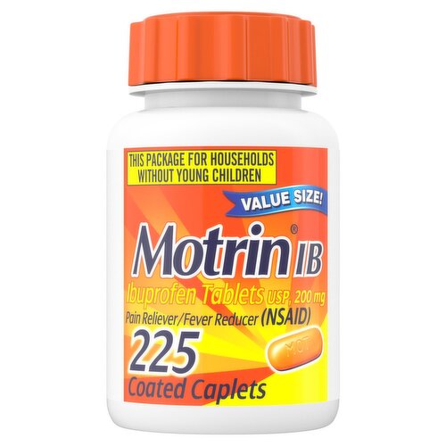Motrin IB Ibuprofen Coated Caplets Value Size!, USP, 200 mg, 225 count