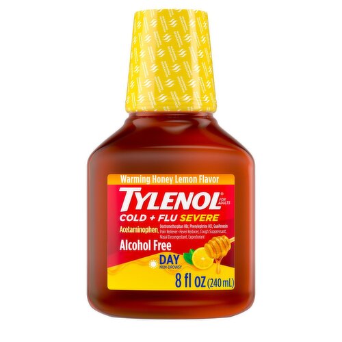 Tylenol Cold + Flu Severe Warming Honey Lemon Flavor Day Non-Drowsy Liquid for Adults, 8 fl oz
