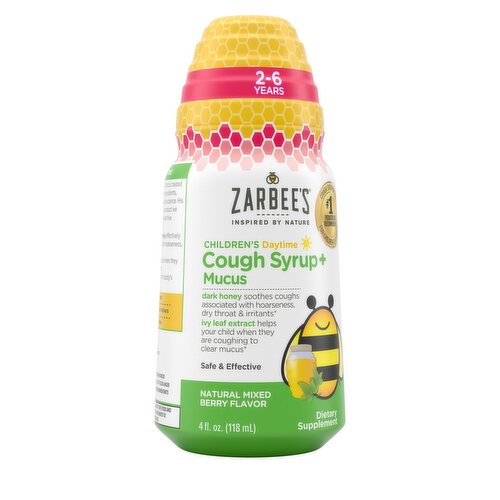 Zarbee's Children's Daytime Cough Syrup + Mucus Dietary Supplement, 2-6 Years, 4 fl oz
