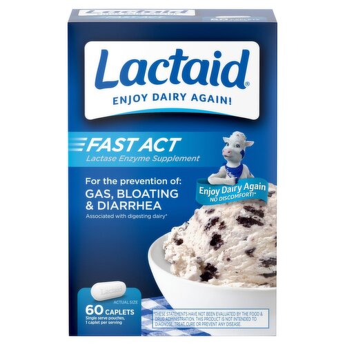 Lactaid Fast Act Lactase Enzyme Supplement, 60 count