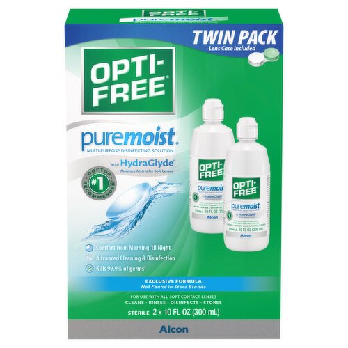 Opti-Free Puremoist Multi-Purpose Disinfecting Solution Twin Pack, 10 fl oz, 2 count