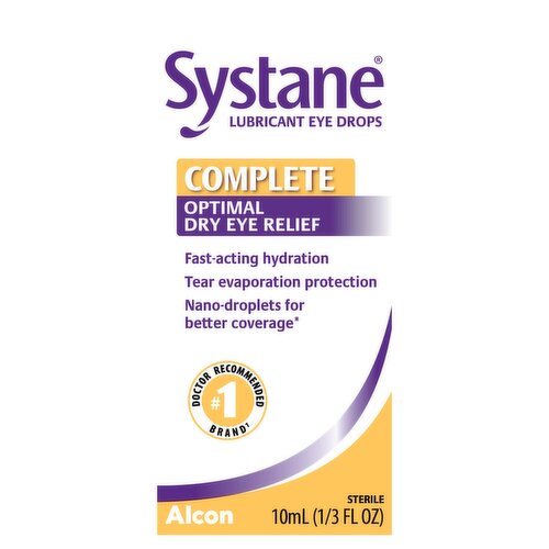 Systane Complete Optimal Dry Eye Relief Lubricant Eye Drops, 1/3 fl oz