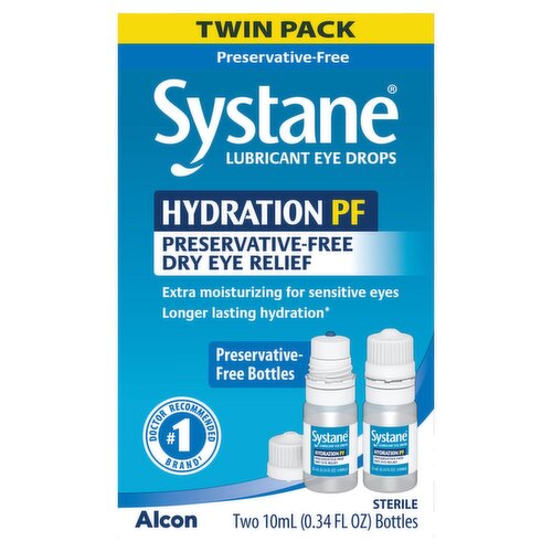 Alcon Systane Hydration PF Preservative-Free Lubricant Eye Drops Twin Pack, 0.34 fl oz, 2 count