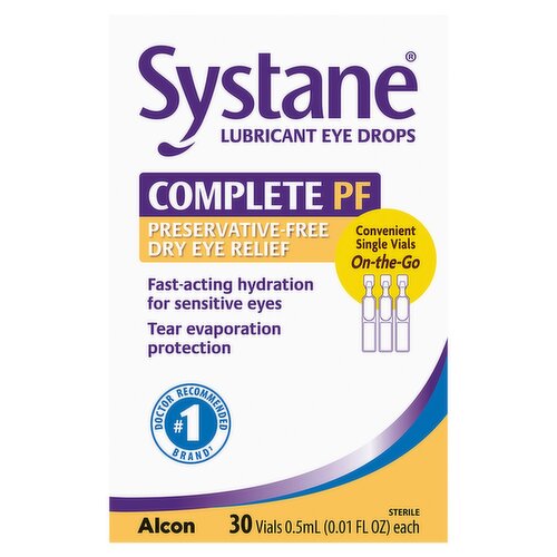 Alcon Systane Complete PF Preservative-Free Dry Eye Relief Lubricant Eye Drops, 0.01 fl oz