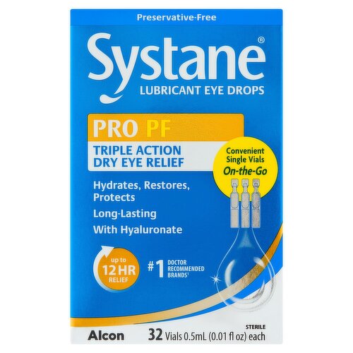 Systane Pro PF Preservative-Free Lubricant Eye Drops, 32 Count, 0.01 fl oz