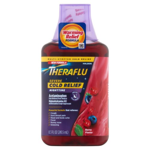 Theraflu Berry Flavor Severe Cold Relief Nighttime, 8.3 fl oz