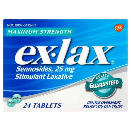 Ex-Lax Maximum Strength Stimulant Laxative Tablets, 25 mg, 24 count