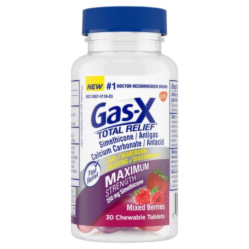 Gas-X Total Relief Maximum Strength Mixed Berries Chewable Tablets, 30 count