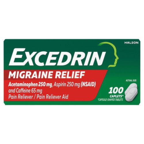 Excedrin Migraine Relief Caplets, 100 count