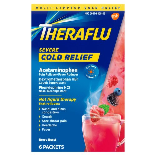 Theraflu Berry Burst Severe Multi-Symptom Cold Relief Packets, 6 count