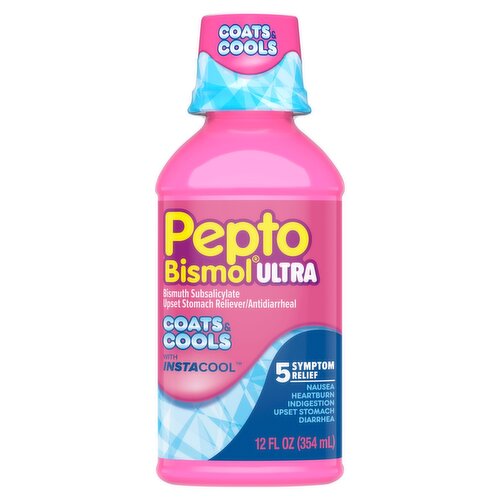 Pepto Bismol Ultra Coats Cools with Instacool Liquid, 12 fl oz