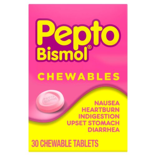 Pepto Bismol Chewable Tablets for Nausea, Heartburn, Indigestion, Upset Stomach, and Diarrhea - 5 S
