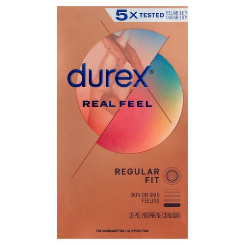 Durex Real Feel Regular Fit Polyisoprene Condoms, 10 count