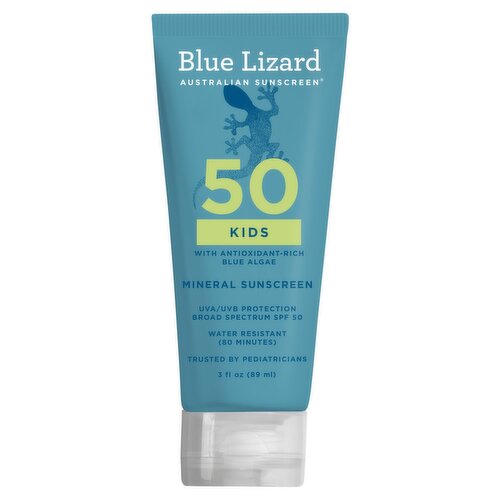 Blue Lizard Kids UVA/UVB Protection Broad Spectrum Mineral Sunscreen, SPF 50, 3 fl oz