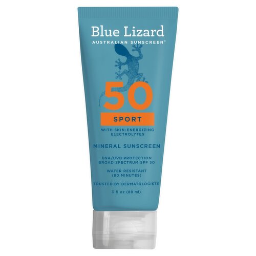 Blue Lizard Sport UVA/UVB Protection Broad Spectrum Mineral Sunscreen, SPF 50, 3 fl oz