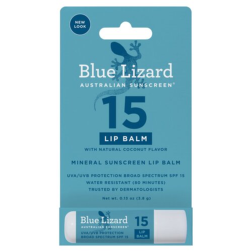 Blue Lizard Mineral Sunscreen Broad Spectrum Lip Balm, SPF 15, 0.13 oz