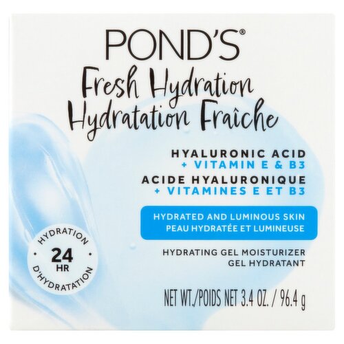 Pond's Fresh Hydration Hyaluronic Acid + Vitamin E & B3 Hydrating Gel Moisturizer, 3.4 oz